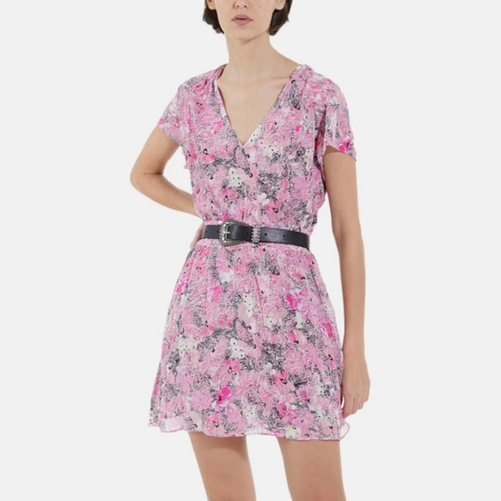 The Kooples Printed Pink Floral Mini Dress Size 1 (US 4)